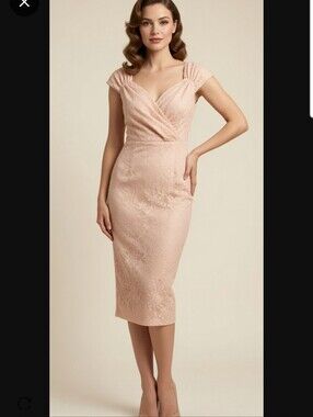 NWT Rock Steady Lace Floral Light Peach Bodycon Pin-Up Style Dress Size 1X (16)